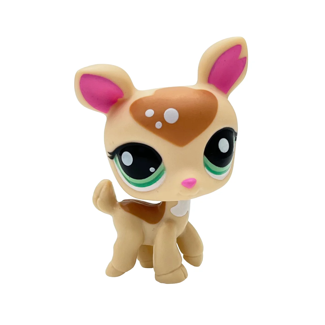Rare original pet shop lps toy Bobble head toy deer #634 Fawn Mommy  white Spots green snowflake Eyes for girl collection