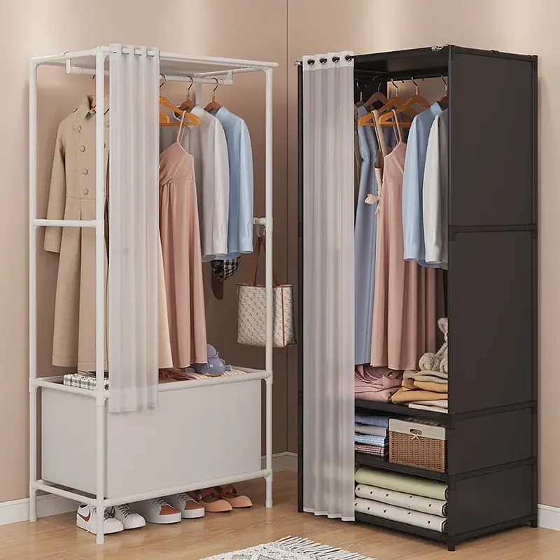 

Floor Clothes Hanger Simple Wardrobe Rental Lockers Foldable Thick Steel Pipe Assembly Large Reinforced Coat Rack