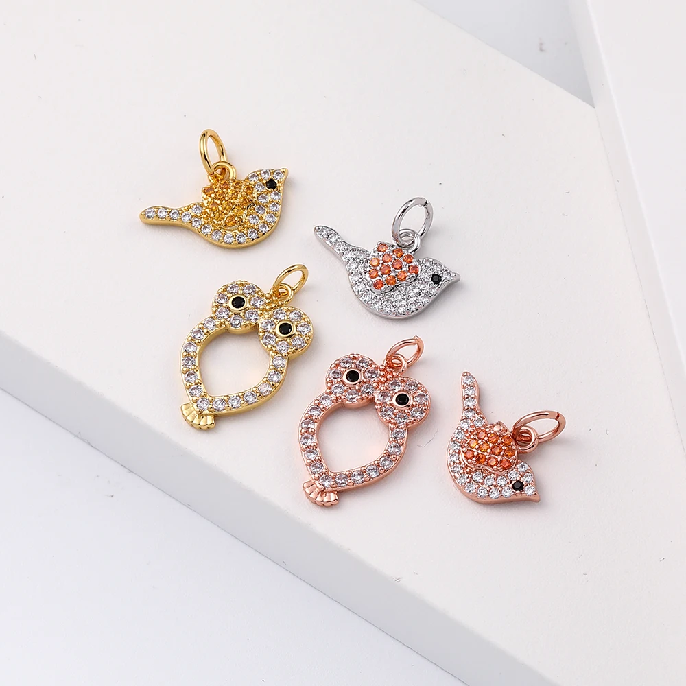 골드 컬러 새와 표범 DIY 펜던트 매력 보석 만들기 고양이 매달려 디자이너 매력 Diy 귀걸이 목걸이 팔찌