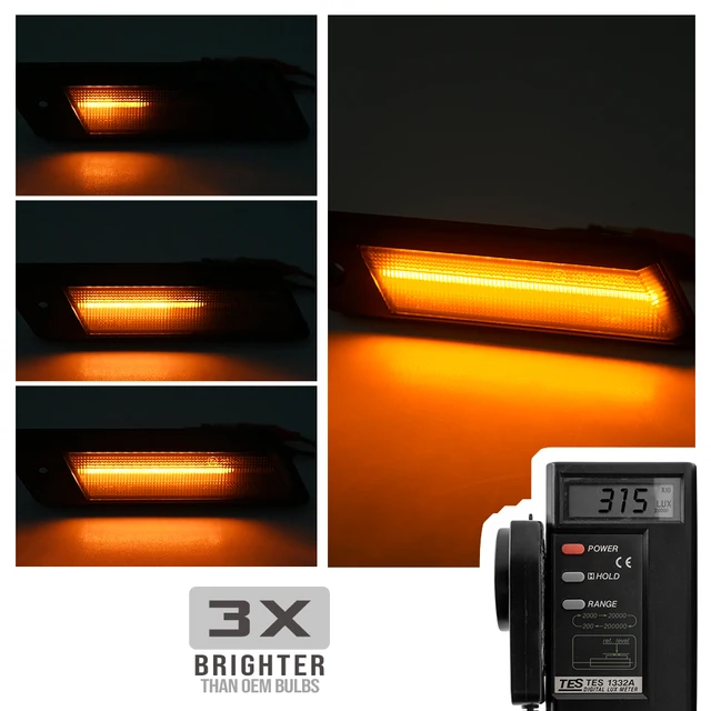 2x Smoked For BMW E30 E28 E24 E23 3 5 6 7Series Dynamic Bumper  