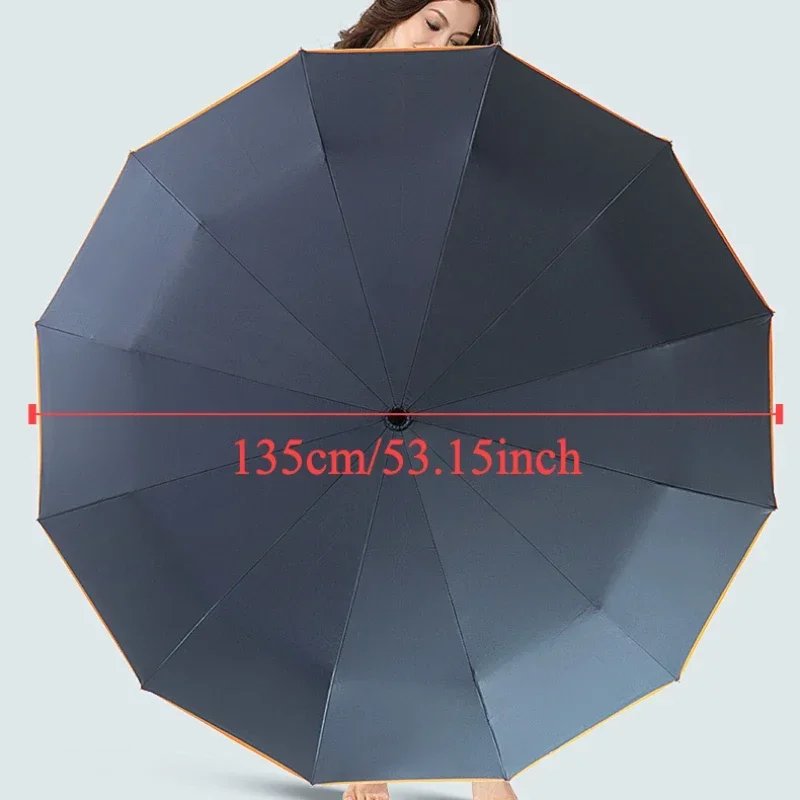 135CM Super Large Windproof Automatic Folding Men Umbrella Reinforced Wind Resistant Sun and Rain Umbrellas Big Parasol