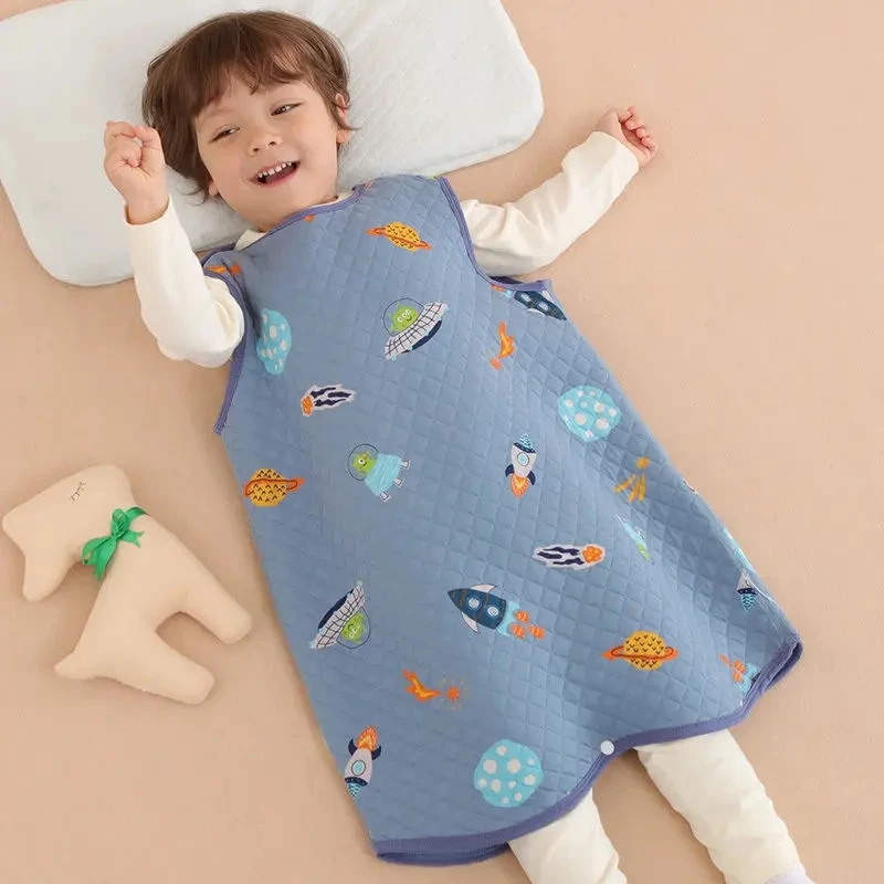 Kids Pajamas Spring Autumn Vest-style Baby Sleeping Bag Cartoon Boys Girls Homewear Cotton Newborn Sleeping Bag Thickened Children's Pajamas