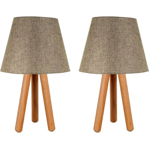 

Bysay Fiesta Dual 3 to Legged Tripod Wood Lampshade Table Lamp Brown