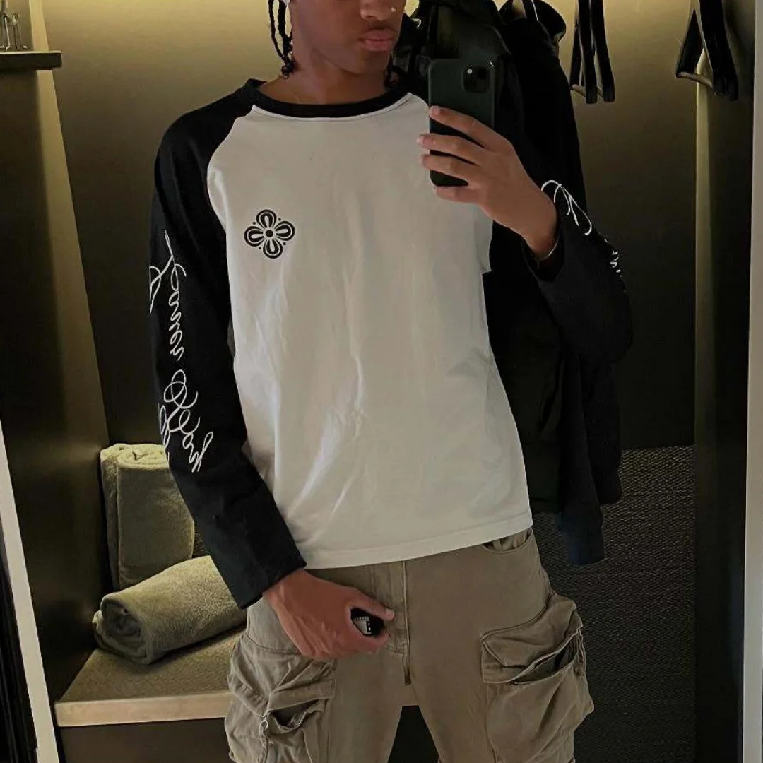 American Streetwear Style Autumn Winter Unisex Hip Hop Graphic Letter Printed Oversized Long Sleeve T Shirt