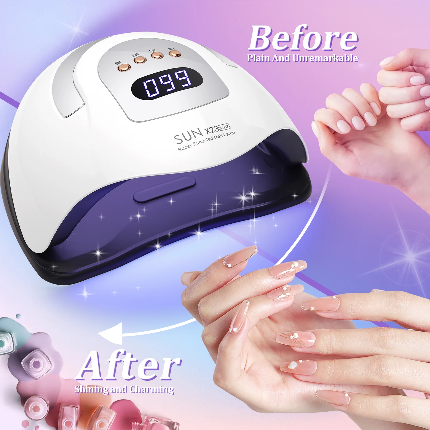 DianaBeauty 380W 81LED 손톱용 UV LED 램프 모든 젤 매니큐어 건조용 강력한 네일 건조기 매니큐어용 UV 라이트 건조