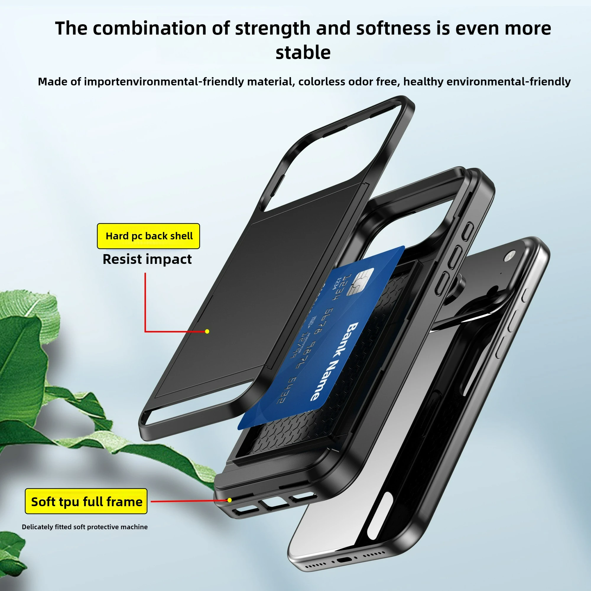 Wallet Card Holder Slide Slot Slim Hard Protective Case - Heavy Duty Cover