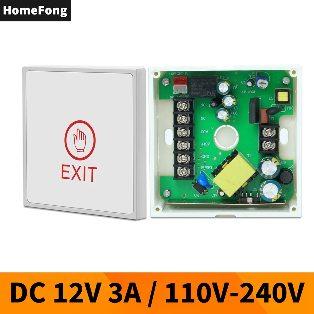 

HomeFong Electric Exit Button,Door Access Control,Power Supply Controller for Electronic Lock,Touch Key,Stabilized Voltage 12V