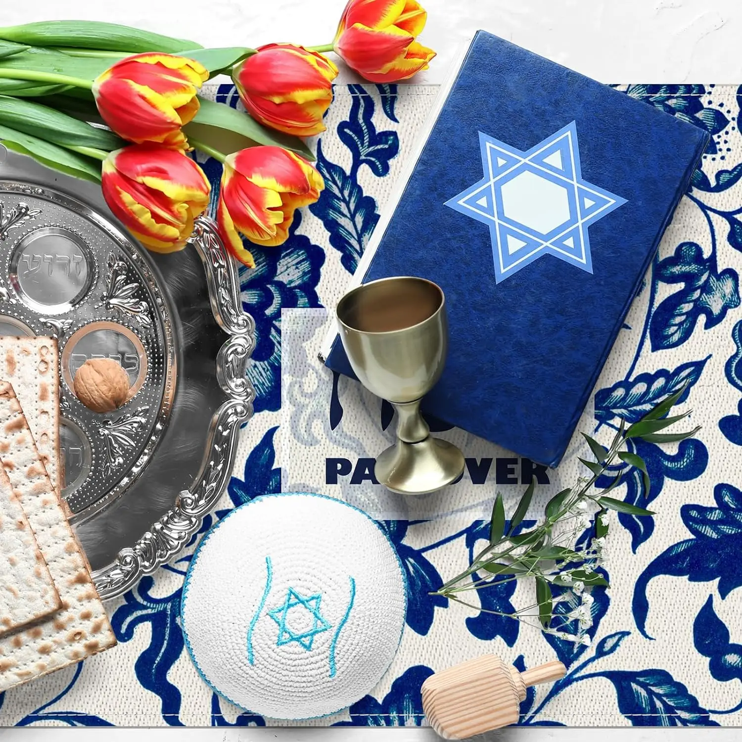 1Pcs Passover Placemats Washable Seder Matzo Table Mats Pesach Decoration Durable Table Mats for Passover Holiday Kitchen Dining 4