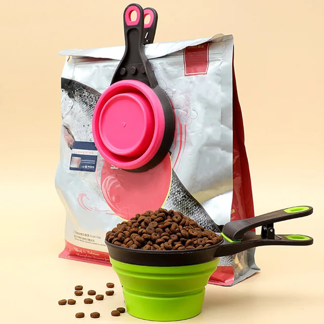 Collapsible Dog Food Scoop Pet Bag Clip Outdoor Bowl Measuring Cup Cat Food Sealing Clip Multifunctional Convenient Pet Supplies 4
