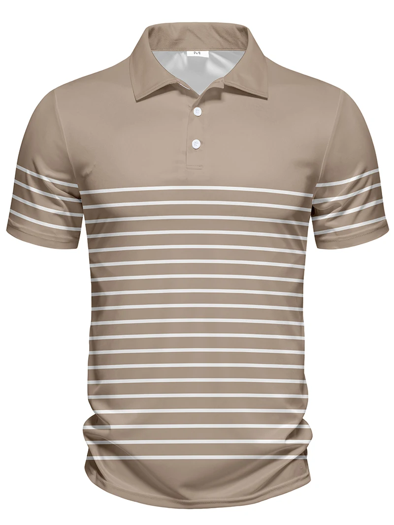 Men's Short-Sleeved Digital Print Striped Polo Casual Sports Top with Buttons As a gift it will be full of surprises 8 S442e4c08418745388751cd13d3be86b59