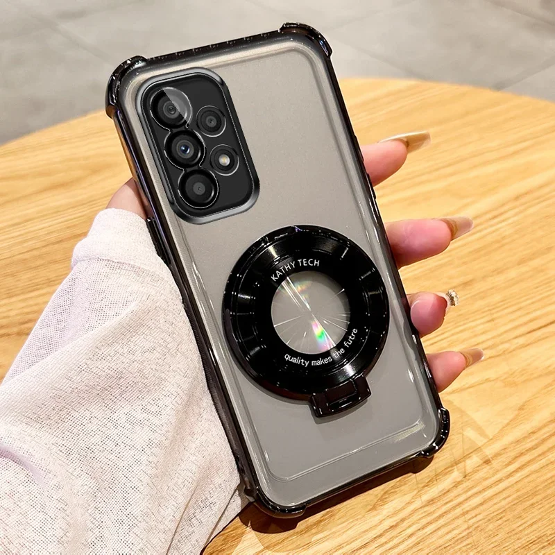 Premium Magnetic Holder Clear Phone Case with Plating Finish