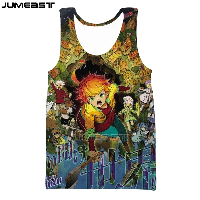 

Jumeast Men's Clothing 3D Vest Cartoon Anime The Promised Neverland Short Sleeve Sport Pullover Summer Women's Tank Tops Tees