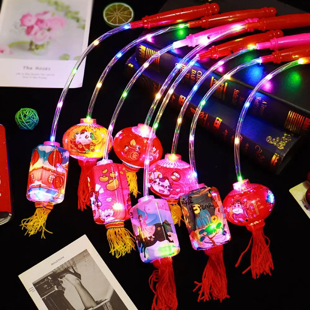 New Year Switch Luminous Plastic Palace Lantern Portable LED Lanterns Spring Festival Ornaments Light Up |