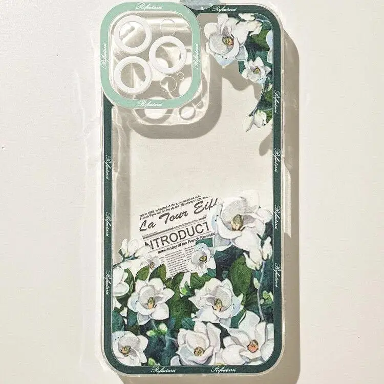 Clear Floral TPU Phone Case Cover - Elegant Flower Design