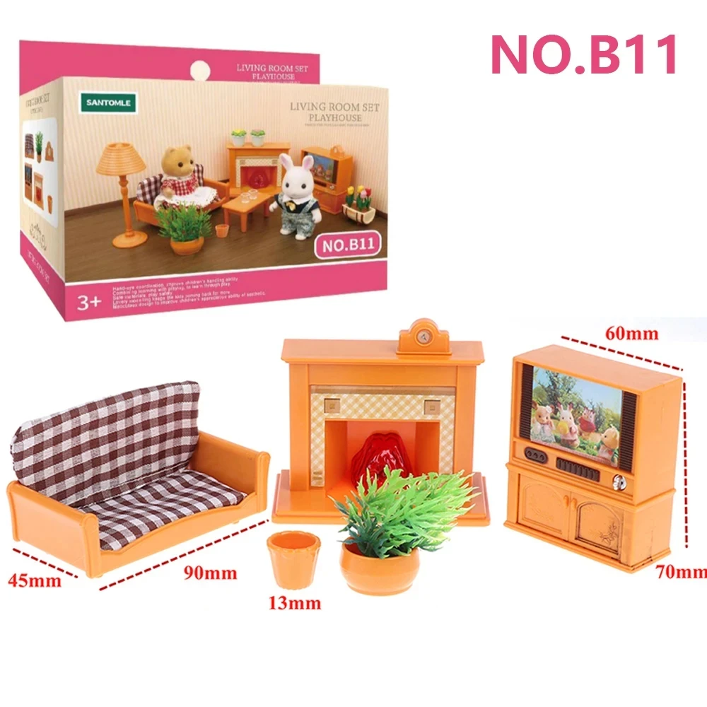 1:12 Toy House Forest Family Miniature Toy FurnitureAnd Dolls 6