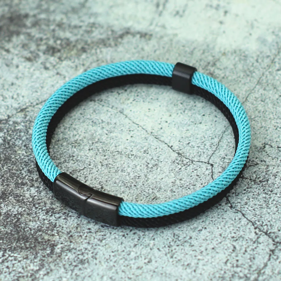 Mens Stainless Steel Nautical Rope Bracelet with Magnet Buckle