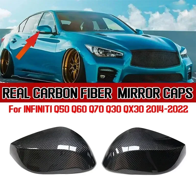 

Real Carbon Fiber Car Side Mirror Cover Cap Replacement Car Rearview Mirror Shell Case For Infiniti Q50 Q60 QX30 Q70 2014-2022