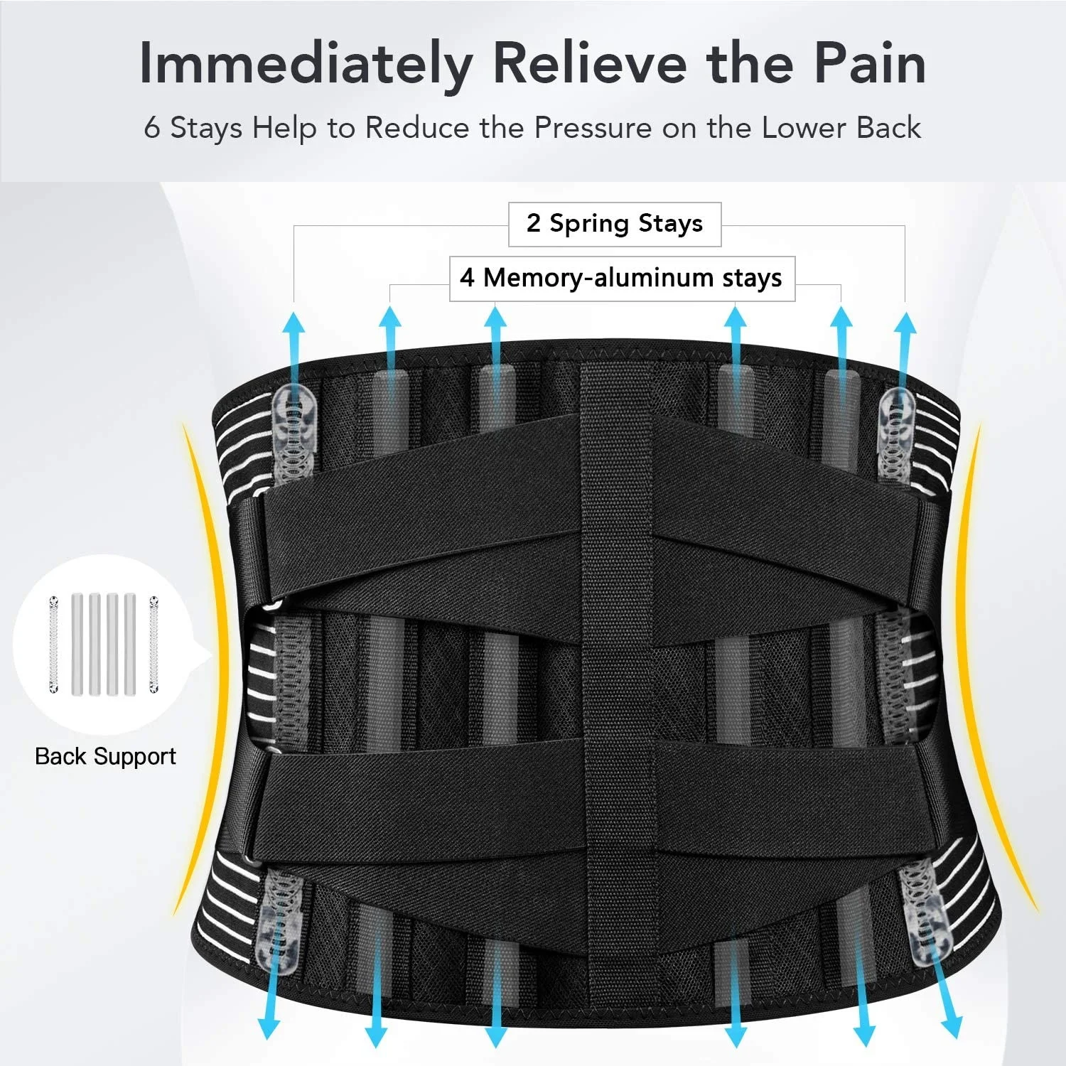 Adjustable Back Lumbar Support Belt with 6 Bone Waist Orthopedic Corset Men Spine Decompression Waist Trainer Back Pain Relief