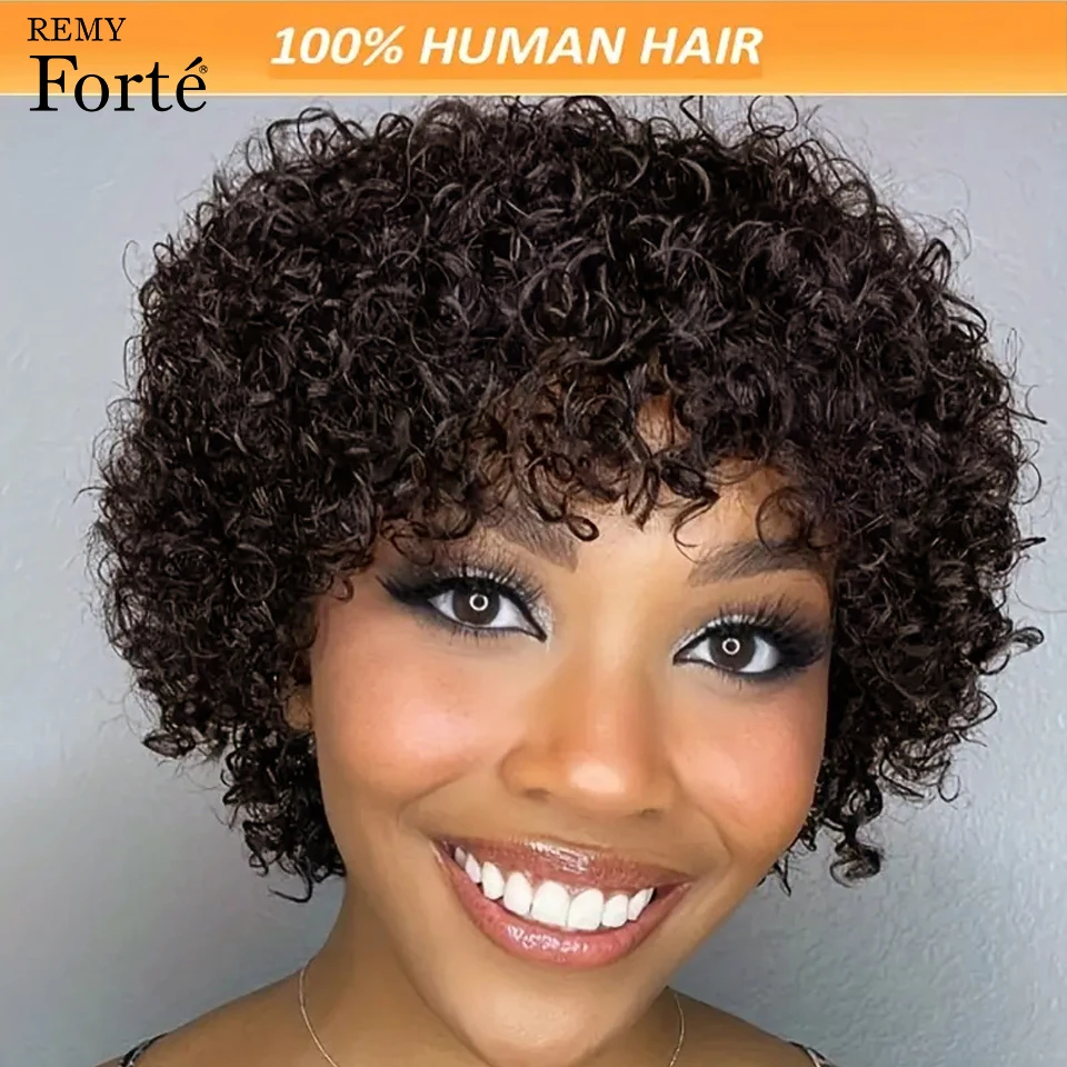 Curly Pixie Cut Bob Wigs Human Hair 180% Density Full Machine Made Wigs Glueless Lace Wigs Human Hair Afro Kinky Curly Bob Wigs