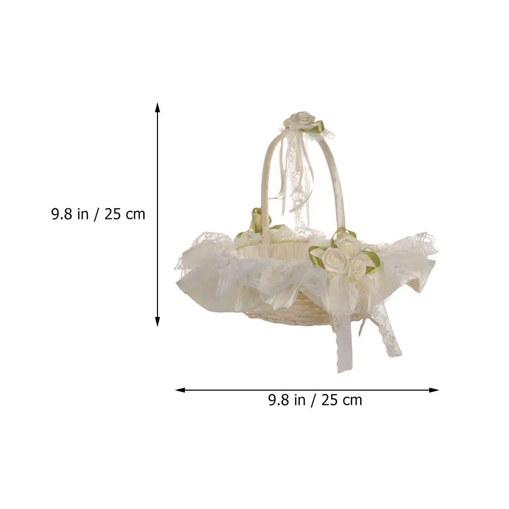 Panier Fleuri Dentelle WRITWAA 20x15cm - Corbeille Demoiselle D'Honneur Mariage Blanc