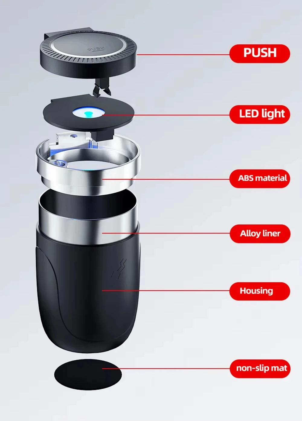 Car Ashtray Cup Lid LED Light Portable Detachable Vehicle Ashtray Holder Cigarette Interior Parts car ashtray portable ashtray