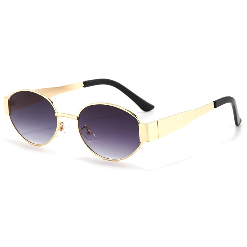 Metal Frame Sunglasses Small Oval For Women Men Designer UV400 Eyewear Vintage
