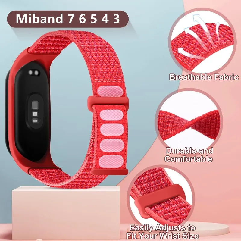 Bracciale Per Xiaomi Mi Band 6 7 Nfc Smart Watch Cinturino Da Polso Sportivo Cinturino Miband Nylon Loop Pulsera Correa Mi Band 7 6 5 4 3 Cinturino
