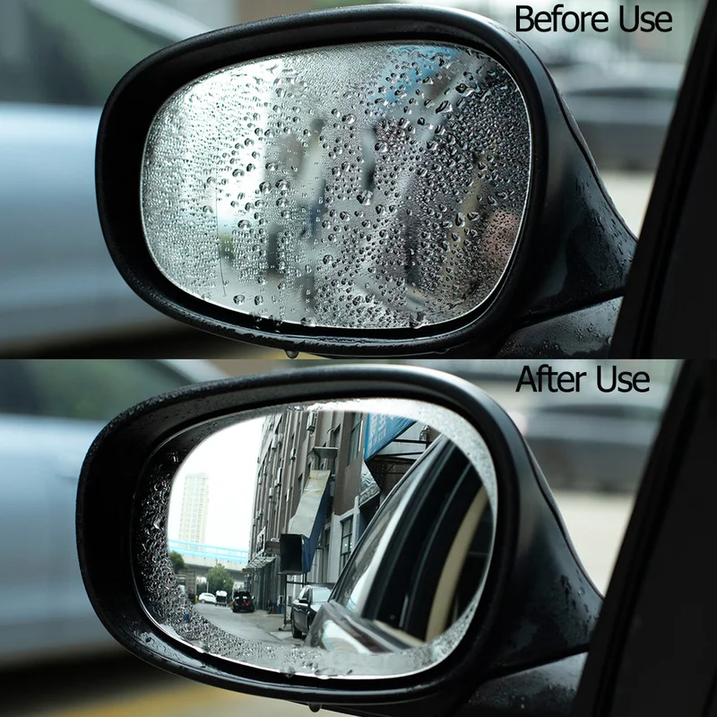 

2 Pcs Car RearView Mirror Rainproof Film Rainy Waterproof Anti-Fog Sticker Glass Clear Protective Film Safe Driving Accessories