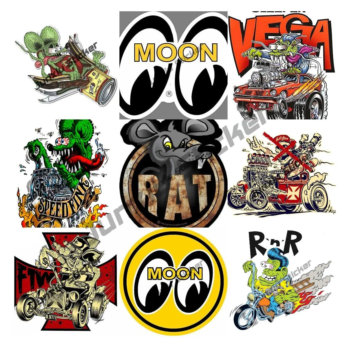 Rat Fink Decalcomanie Luna Attrezzata Rat Fink Rat Rod Old School Hot Rod Cartoon Anime Graffiti Adesivi In Vinile Personalizzazione Caravan