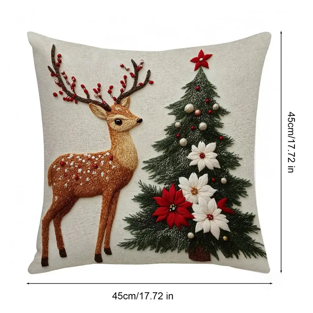 18 Inch Christmas Pillow Cover Santa Reindeer Cushion Cover With Hidden Zipper Tree Snowman Throw Pillow Case For Home Decor
