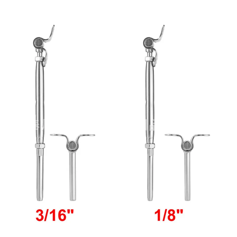 1set 3mm/4mm Guardrail Rope Fitting Adjustable Steel Wire Railing Balcony Tension Turnbuckle Toggles Screw Wood 316SS