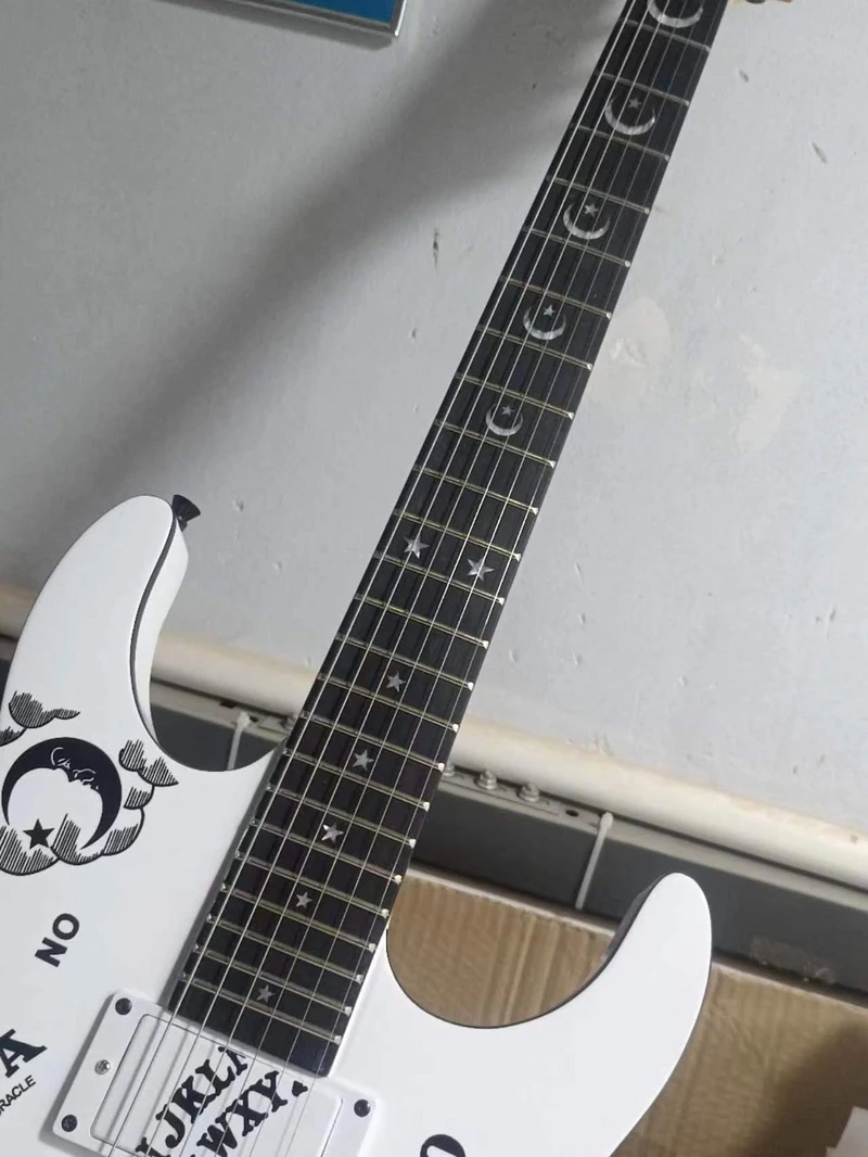 High-quality ES P Guitar Custom Shop ,White KH-2 Ouija Kirk Hammett Cynthia Electric Guitar,Floyd Rose Vibrato Bridge