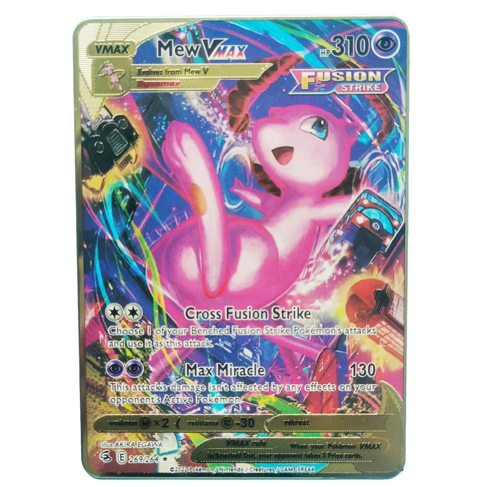 thumbnail image 1 of Cards Gold Metal Cards English Hard Iron Cards Mewtwo Pikachu Gx Charizard Vmax Package Game Coll Christmas, 1 of 5