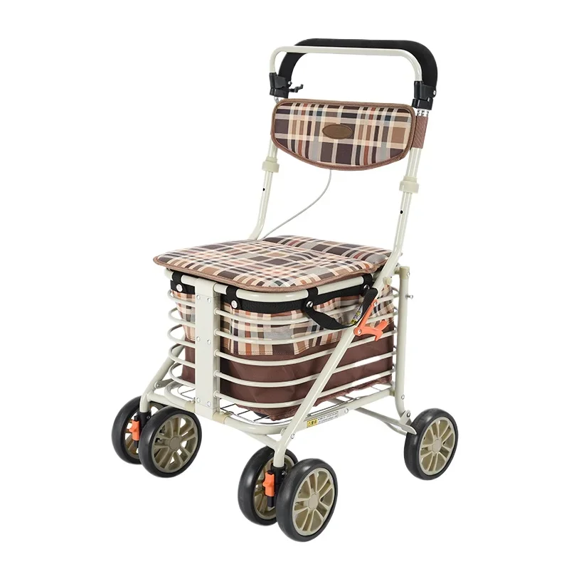 **Elderly shopping cart Elderly trolley can be pushed and can be taken by car Lightweight folding walking scooter Shopping cart
