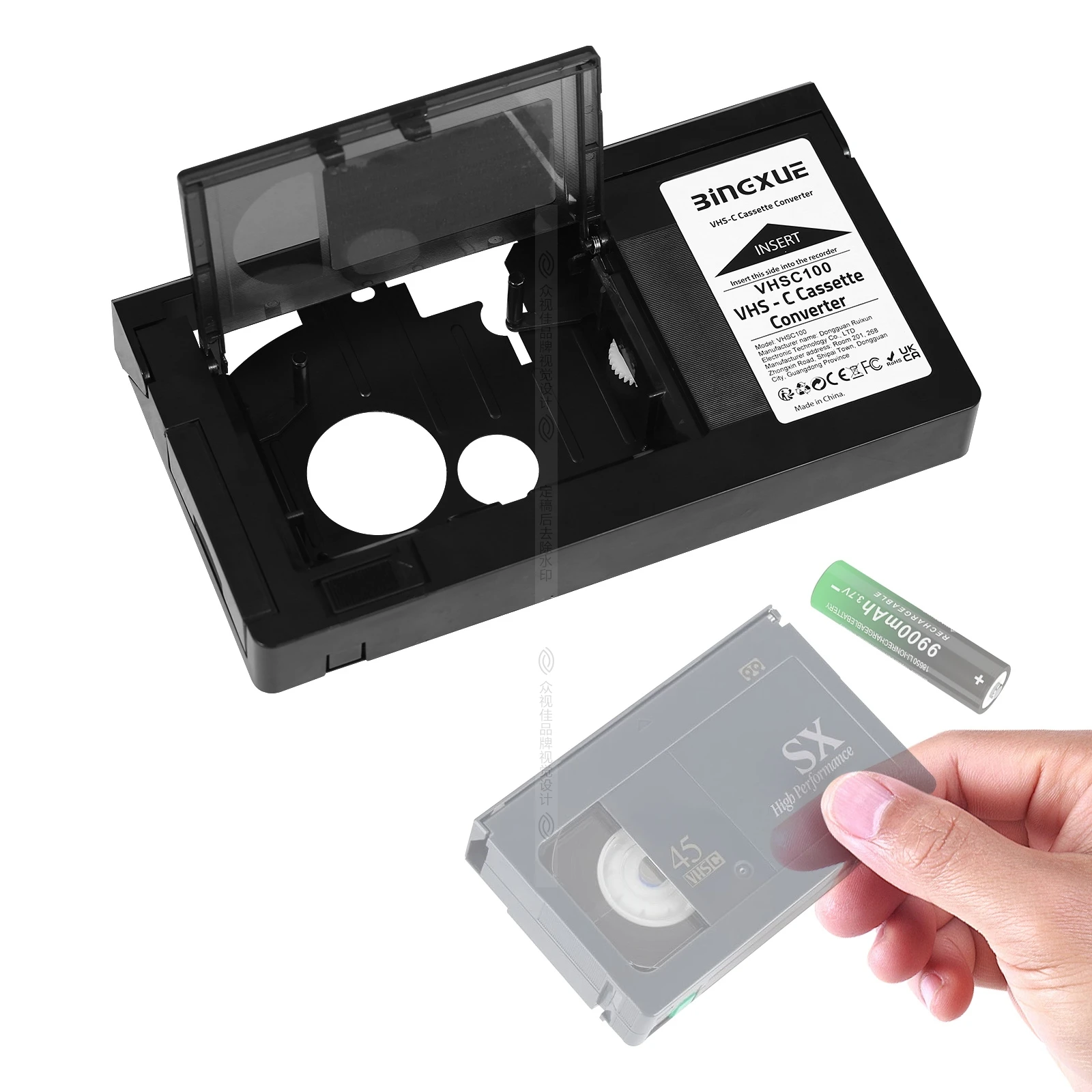VHS-C Cassette Adapter Compatible with VHS-C SVHS Camcorders Motorized VHS Cassette Converter Not Compatible with 8mm / MiniDV