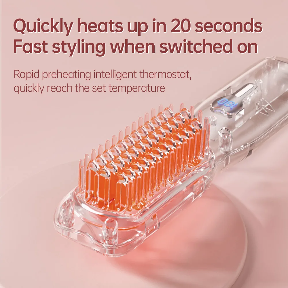 Hair Straightening Brush Negative Ion Electric Hot Heated Comb Multifunctional Straightener Ceramic Comb Quick Hair Styler 2