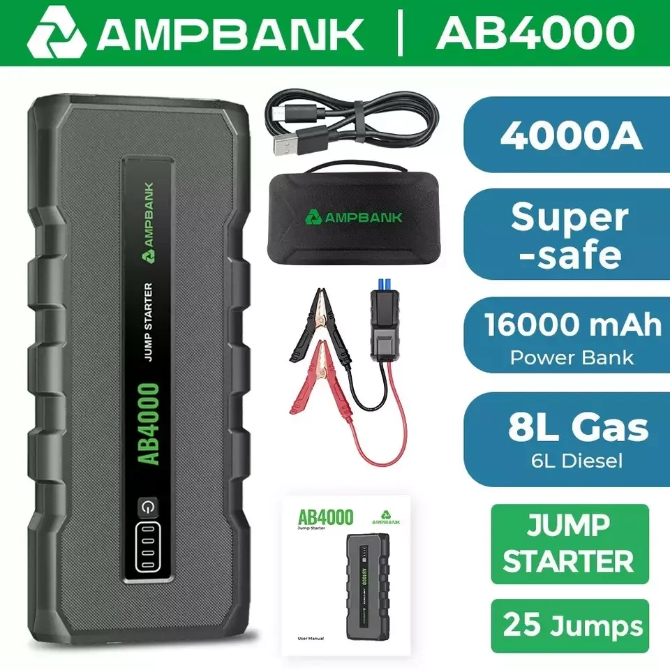 Car Jump Starter 24000mAh Booster Power Bank Battery Charger Portable 12V 4000A, power bank,battery charger