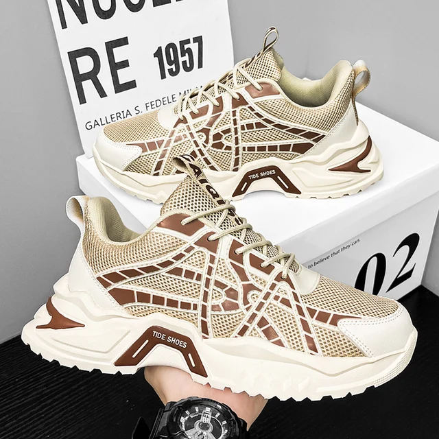 Men's Outdoor Running Sneakers - Comfortable and Breathable Design, Fashionable Lace-Up Sports Style, Versatile and Trendy