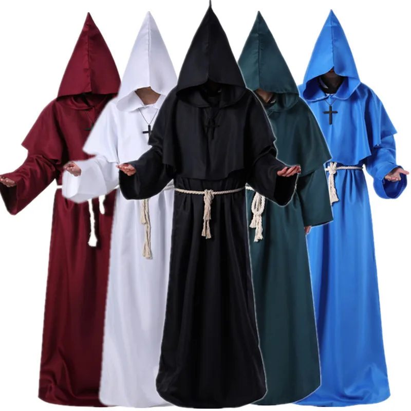 

Wizard Halloween Cosplay Costume Medieval Monk Friar Robe Priest Costume Ancient Clothing Christian Men Women Clothes Suit New