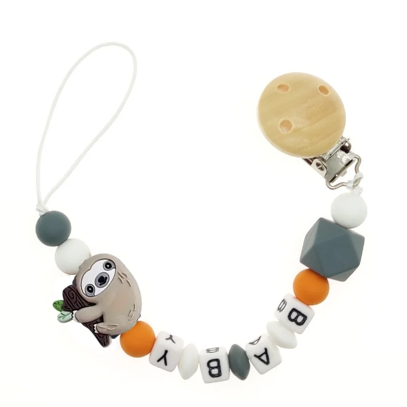 Custom Name Newborn Dummy Holder Robot Cartoon Pacifier Chain