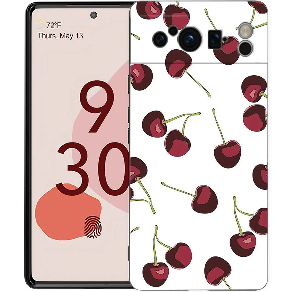 Charming Cherry Bow Soft Shockproof Black Phone Cover