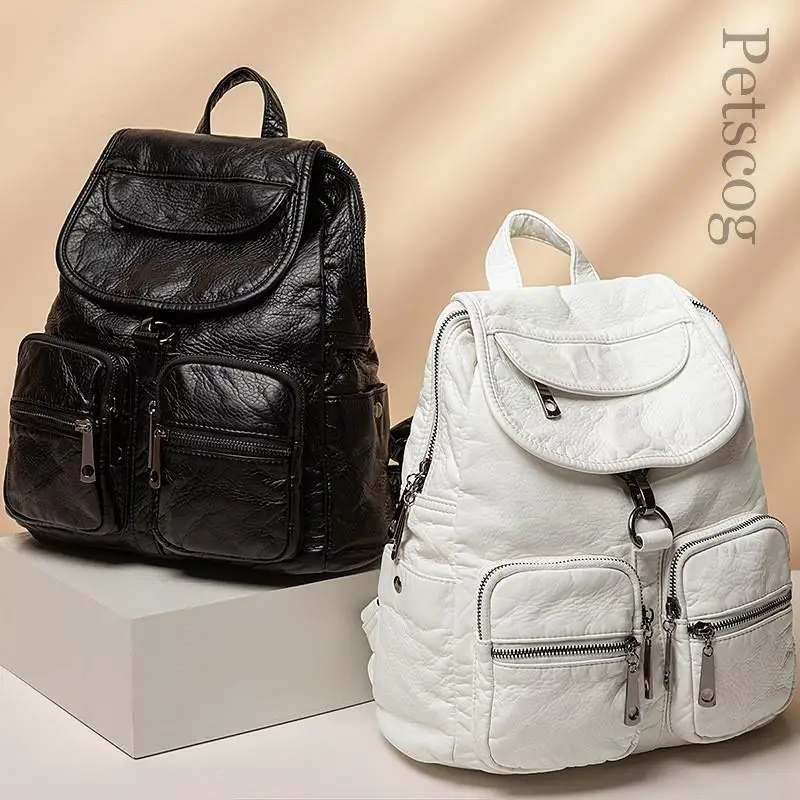 Soft Washing Leather Women's Backpack Travel Large Capacity Backpacks Cute Female Shoulder Bags New Mochilas Para Ninas 2023 2