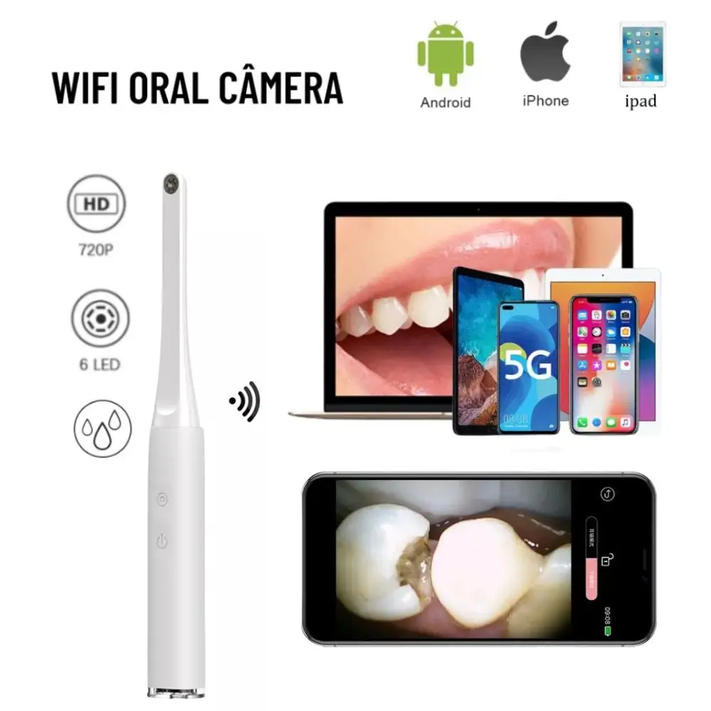 

2MP HD Wireless Visual Intraoral Camera Orthodontist Examination WIFI Endoscope Dentist Tool Set for IOS Iphone Android Mac