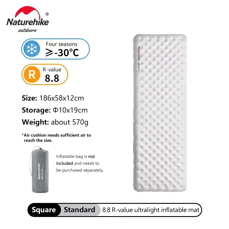 מזרנית אוויר ערך 8.8R של Naturehike, ניידת וקלת משקל לטיולים בחוץ, טיולים בהרים וטיפוסים, מזרנית נפחית עמידה בלחות