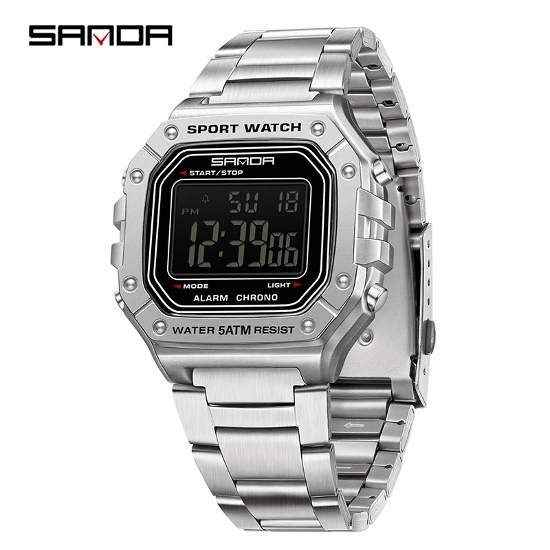 Digital Fashion Waterproof Watch with Date & Alarm
