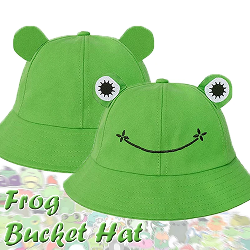 FunnyFrogBucketHatWomenMenPanamaFishingHatsOutdoorHiking