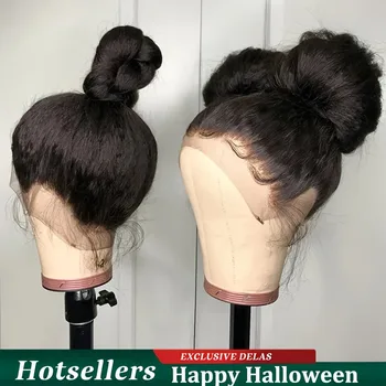 250% Density Human Hair Wig Kinky Straight Yaki Texture Pre Plucked 13x4 and 5x5 Glueless HD Lace Front Designed for Black Women 1