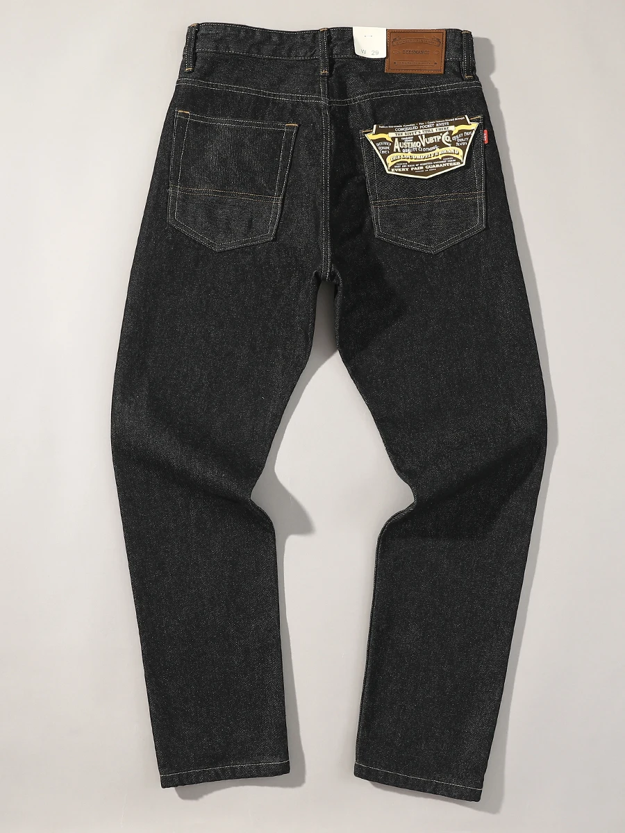2025 Autumn and Winter American Retro Primary Color Black Denim Jeans Men's 86.4% Cotton Washed Old Heavyweight Straight Pants 2