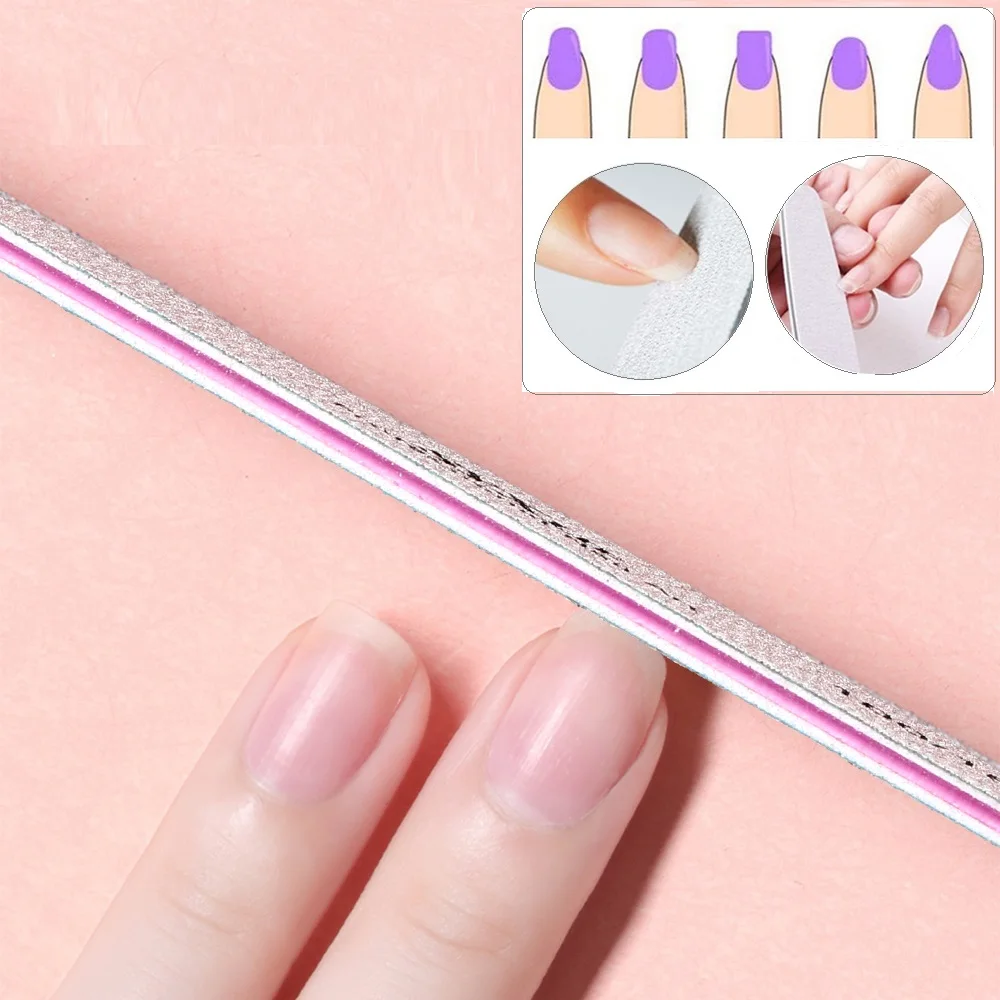 

5pcs 100/180 Sandpaper nail file Sanding file nails grinding equipment manicure file Professional Half Moon Nail file
