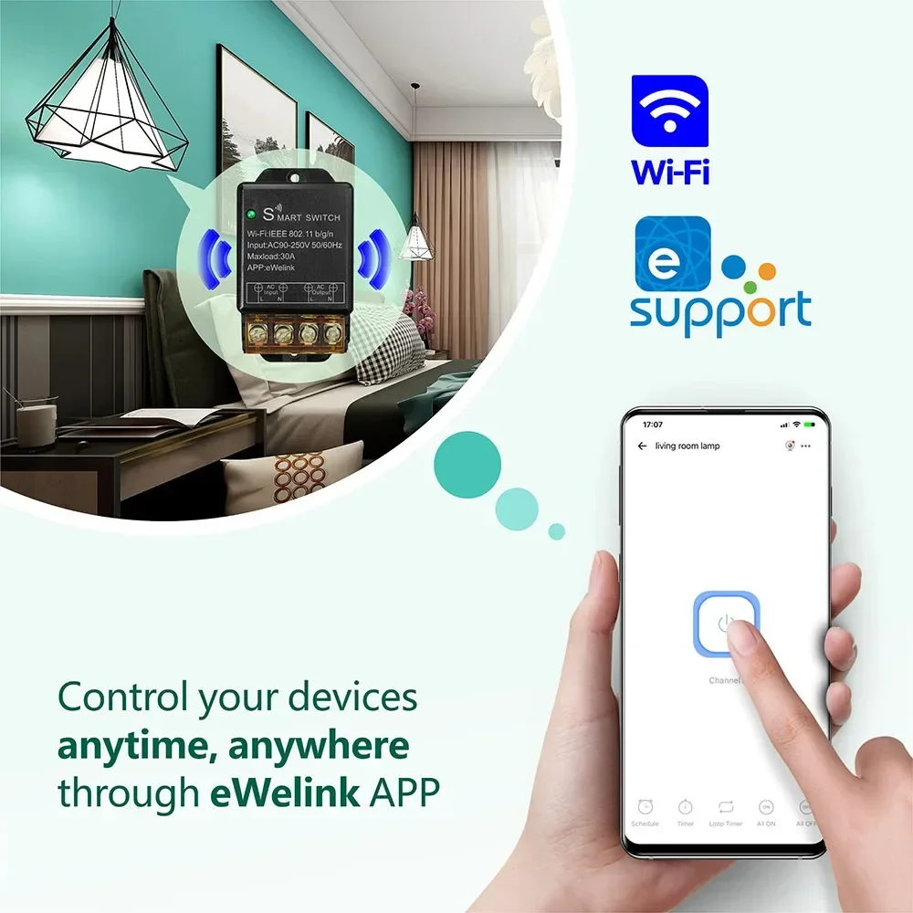 EWelink Smart WiFi Relay Switch - Wireless Remote Control with Voice Activation